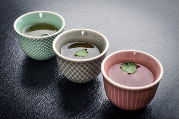 Green tea in  small cups