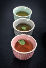 Green tea in  small cups