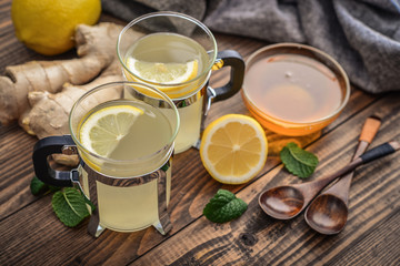 Ginger tea with lemon