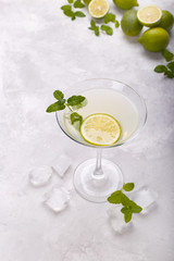 Mojito cocktail with lime and mint