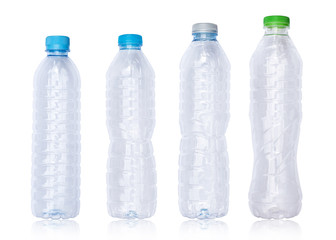 Collection of plastic bottle isolated on white background. Object with clipping path