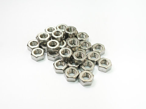 screw and nuts on white background