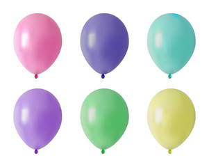Balloon. Set of colored realistic rubber balloons for festive design. Isolated objects. Vector illustrations