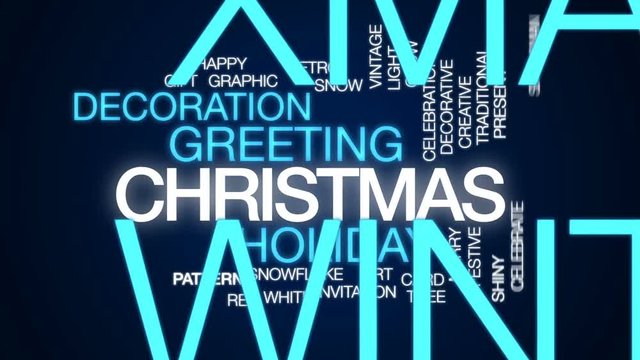 Christmas animated word cloud, text design animation.