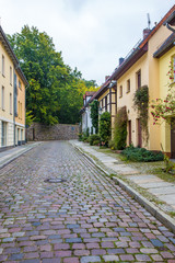 a street of cobblestones in Bernau (Germany)