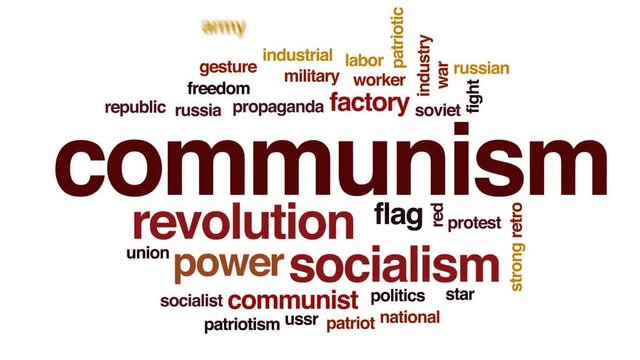 Communism animated word cloud, text design animation.