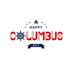 Happy Columbus Day Typography design on white background-Vector illustration