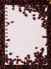 coffee beans and notebook