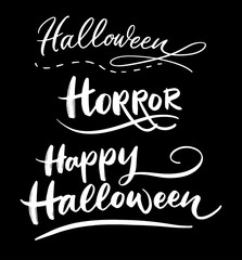 Happy halloween hand written typography. Good use for logotype, symbol, cover label, product, brand, poster title or any graphic design you want. Easy to use or change color
 
