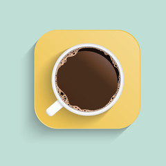 Minimal Design Poster . Cup of Coffee on a light Background. Top View