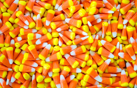 background texture close up of candy corn kernels