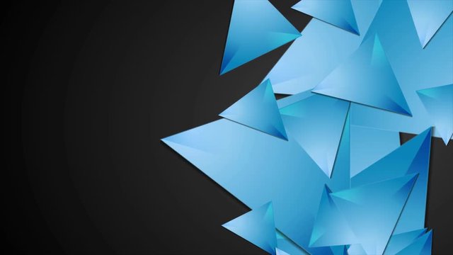 Blue polygonal shapes on black background motion design. Seamless looping. Video animation Ultra HD 4K 3840x2160