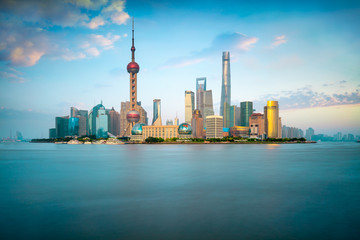 Shanghai city skyline, Panoramic view of shanghai skyline and huangpu river, Shanghai China