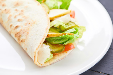 sandwich wrap with meat and vegetables