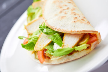 sandwich wrap with meat and vegetables