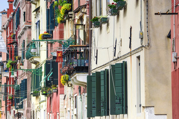 facades of residential buildings Venice, Italy.
