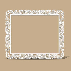 carved vintage frame made of paper photo with shadow
