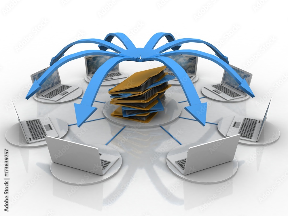 Poster 3d rendering technology computer network