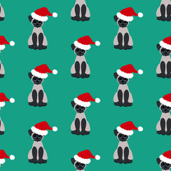 Cat in santa hat pattern