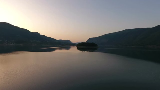 Flying over the lake. Ramsko Lake. Bosnia and Herzegovina