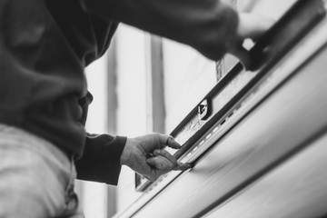 the worker measures the level