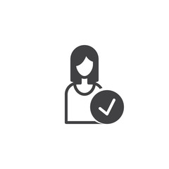 Employee icon vector, filled flat sign, solid pictogram isolated on white. Checked Person Symbol, logo illustration.