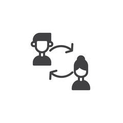 Team work icon vector, filled flat sign, solid pictogram isolated on white. exchange users symbol, logo illustration.