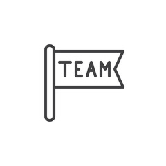 Team flag line icon, outline vector sign, linear style pictogram isolated on white. Symbol, logo illustration. Editable stroke