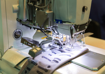 Sewing machine closeup, nobody, clothing sew