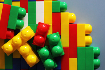 designer blocks. Plastic toy blocks, kids toys constructor. plastic building blocks.