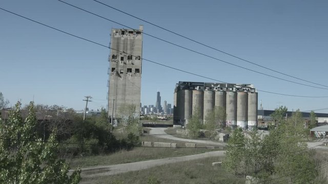 Chicago Skyline with Damen Silos in Foreground