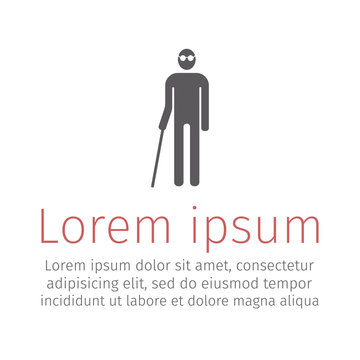 Blind man icon Vector sign.