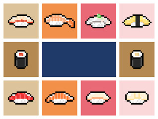 Kinds Of Sushi, Pixel Art, Collection 