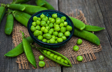 green peas on a table