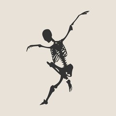 Human skeleton jump. Vector illustration. Halloween party design template