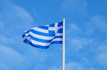 Greek flag on sky background