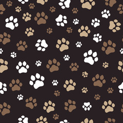 Paw print seamless. Traces of Cat Textile Pattern. Cat footprint seamless pattern. Vector seamless