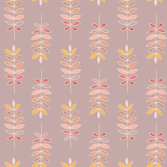 Repeating wheat pattern with pale pink gray background. 