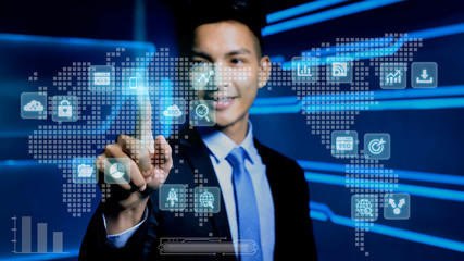 businessman with icon