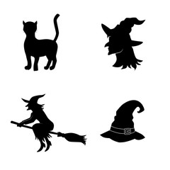 Witch icon set. Vector art.