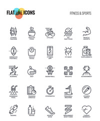 Fototapeta premium Flat line icons design-Fitness and Sports