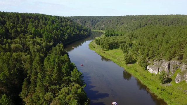 rocky landscape on the river Ai. Aerial view