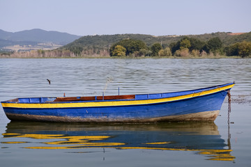 Obraz premium Blue fishing boat