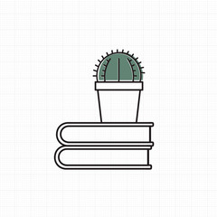 Illustration book and cactus isolated on background