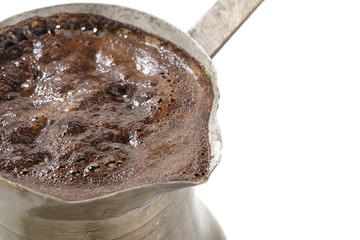 Close-up of Turkish Coffee in Coffeepot