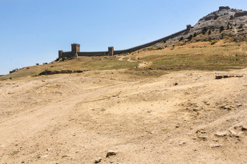 Genoese fortress on a hill.