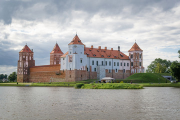 Mir Castle, cloudy sky. Belarus, Europe