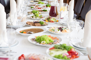 Wedding table, delicious, restaurant meal
