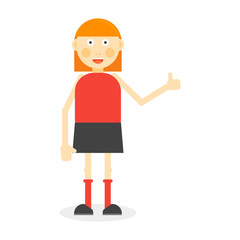 Color flat girl Vector on white