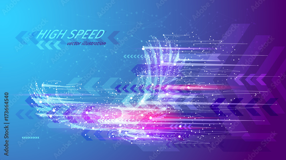Leinwandbilder high speed concept. eagle in flight in the form of a starry sky or space, consisting of points, line